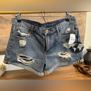 Articles Of Society Blue Distressed Jean Shorts